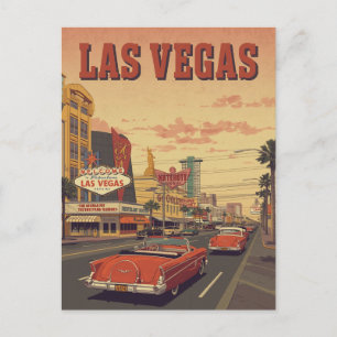 Retro Las Vegas Strip Drive Briefkaart