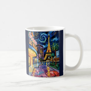 Retro Las Vegas Van Gogh stijl Casino Night Stad Koffiemok
