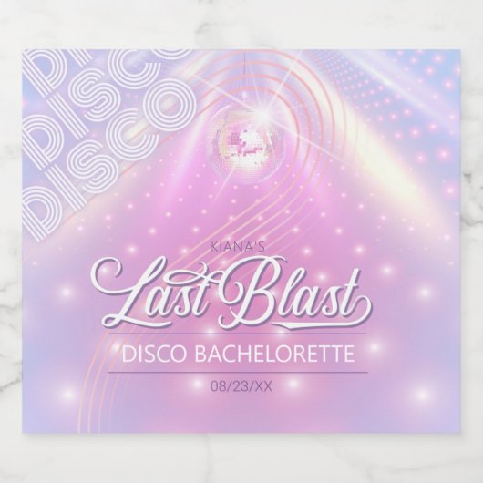 Retro Last Blast Disco Bachelorette v2 ID928 Sparkling Wijnetiket (Enkel label)