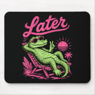 Retro later alligator na een tijdje krokodil chill muismat