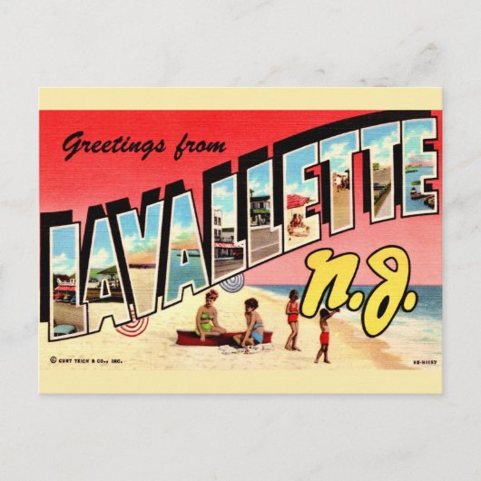 Retro Lavallette NJ Briefkaart (Voorkant)