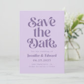 Retro Lavendel bruiloft Save The Date (Staand voorkant)