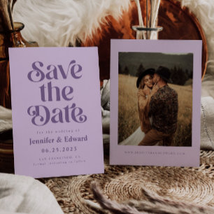 Retro Lavendel bruiloft Save The Date