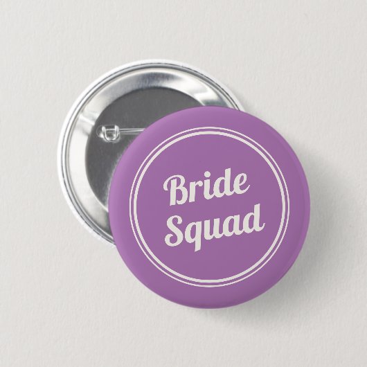 Retro Lavender Bride's Squad Bridesmaid Button (Voorkant /achterkant)
