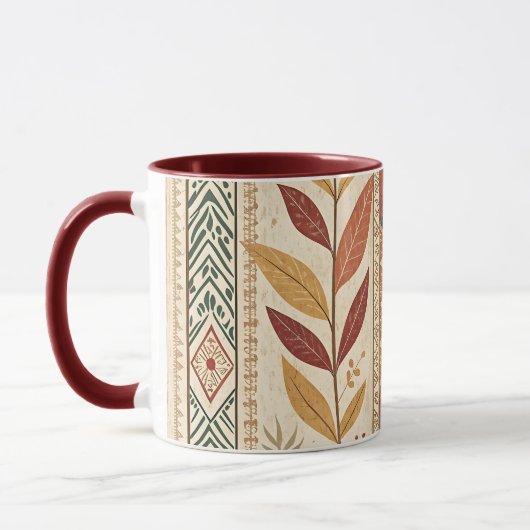 Retro Leaf Pattern Artistic Design Coffee Tea Mug (Gauche)