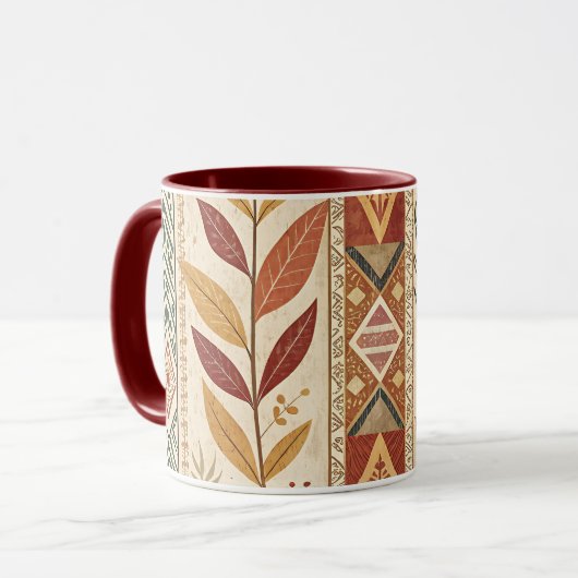 Retro Leaf Pattern Artistic Design Coffee Tea Mug (Devant gauche)