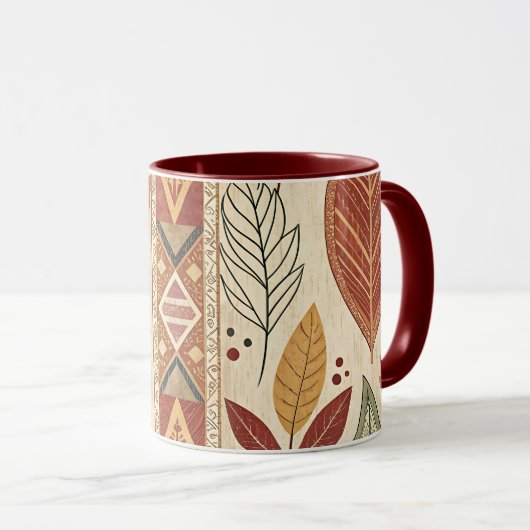 Retro Leaf Pattern Artistic Design Coffee Tea Mug Mok (Voorkant rechts)