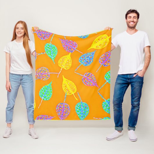 Retro Leaf Pattern Fleece Deken (In situ)