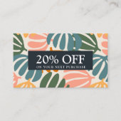 RETRO LEAVES GROOVY BOTANISCHE Korting Visitekaartje (Voorkant)