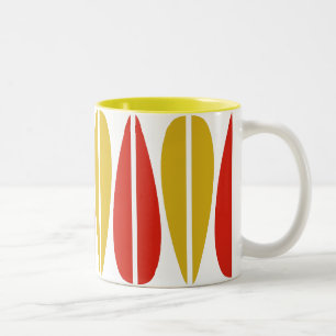 Retro Leaves - Ochre en Crimson Tweekleurige Koffiemok