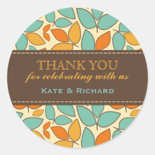 Retro Leaves Pattern Wedding Favor Stickers