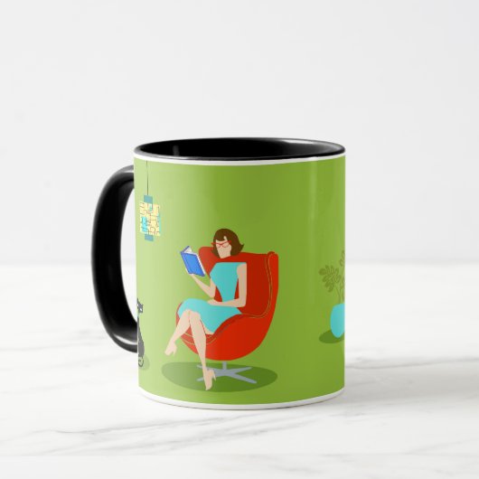 Retro Lecture femme Ringer Mug (Devant gauche)