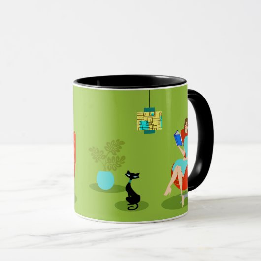 Retro Lecture femme Ringer Mug (Devant droit)