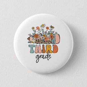 Retro leerkrachten derde klas luipaard Ck naar sch Ronde Button 5,7 Cm