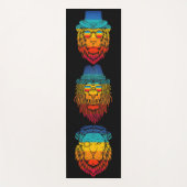 Retro Leeuw Hoofd Regenboog Gestreepte Zonsonderga Yogamat (Voorkant)