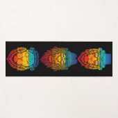 Retro Leeuw Hoofd Regenboog Gestreepte Zonsonderga Yogamat (Voorkant (horizontaal))