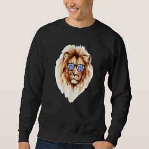 Retro Leeuwenstijl Met Zonnebril Tie Dye Voor Jong Trui