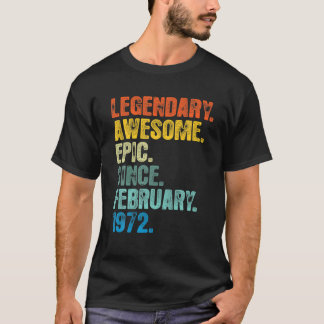 Retro Legendary Since February 1972 T 50 Years Old T-shirt