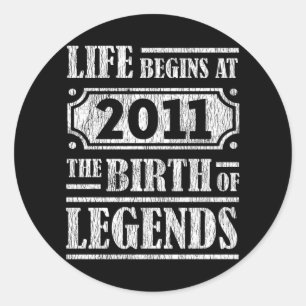 Retro legende geboren in 2011 Vintage verjaardagsc Ronde Sticker