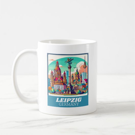 Retro Leipzig Skyline Koffiemok (Links)