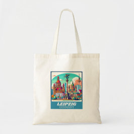 Retro Leipzig Skyline Tote Bag