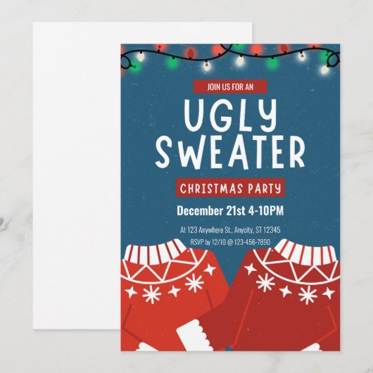 Retro Lelijke trui Kerstfeest Kaart (Voorkant / Achterkant)