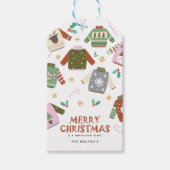 Retro Lelijke Trui Kerstmis Cadeaulabel (Voorkant)