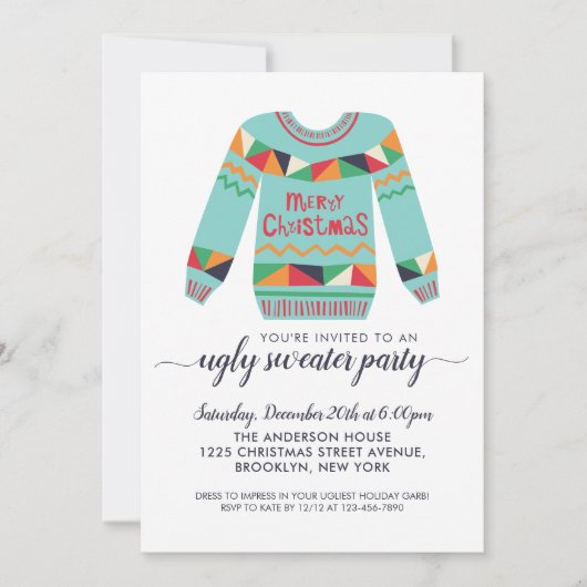 Retro Lelijke Trui Vrolijk Kerstfeest Kaart (Voorkant)