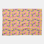 Retro Lemon Slices op Hot Pink Theedoek (Horizontaal)