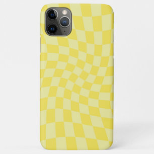 Retro Lemon Yellow Pastel Warped Checkerboard iPhone 11 Pro Max Hoesje