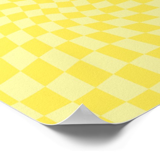 Retro Lemon Yellow Pastel Warped Checkerboard Poster (Hoek)