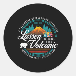 Retro Len Vulkanisch Nationaal Park Vintage Wandel Ronde Sticker
