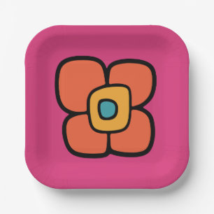 Retro Lente Bloesem Papieren Bordje