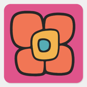 Retro Lente Bloesem Vierkante Sticker