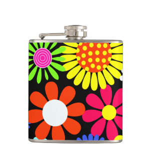 Retro lente hippie bloem kracht fles heupfles