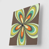 Retro lente lente hippie bloemenpower uit de jaren vierkante klok (Hoek)