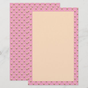 Retro lentehand getekende roze en crèmekleurige bl briefpapier