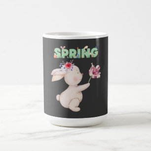 Retro Lentekonijn met Tulp Grafische T-shirt Koffiemok