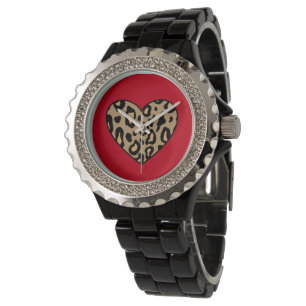 Retro Leopard Heart Watch Horloge