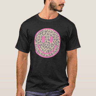  Retro Leopard Print Smiley Face 80'S 90'S T-shirt