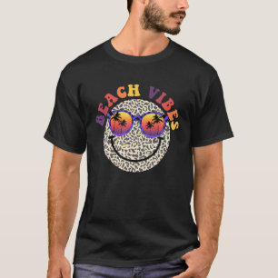 Retro Leopard Smile Face Beach Vibes Summer Mannen T-shirt
