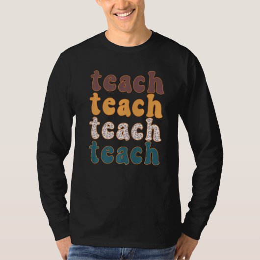 Retro Leopard Teach For Teacher Elementary School  T-shirt (Voorkant)