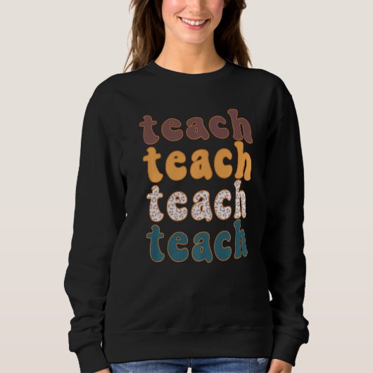 Retro Leopard Teach For Teacher Elementary School  Trui (Voorkant)