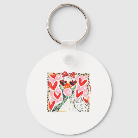 Retro Leopard Valentine Goose Funny Nk Coquette Lo Sleutelhanger (Voorkant)