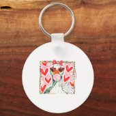 Retro Leopard Valentine Goose Funny Nk Coquette Lo Sleutelhanger (Voorkant)