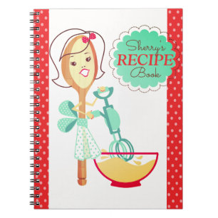 Retro lepel bakken meisje kookboek recept notitieb notitieboek