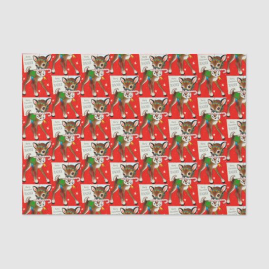 Retro  leraar rendiertje met kerstmis tissuepapier (Voorkant)