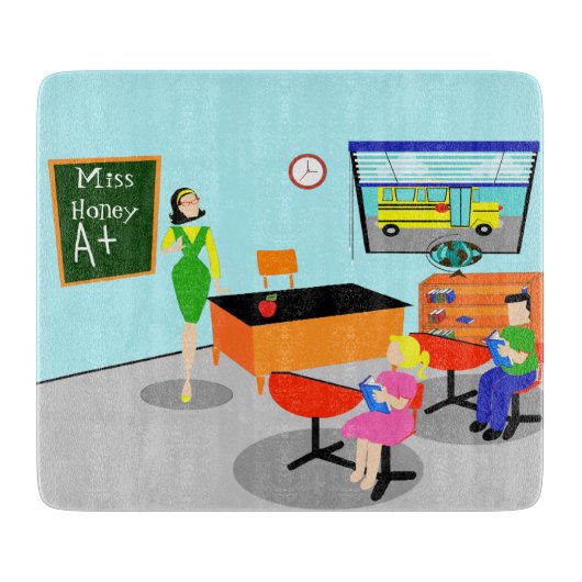 Retro leraar snijraad snijplank (Voorkant)