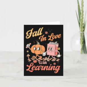 Retro Leraar Verliefd Op Leren Herfst Kaart