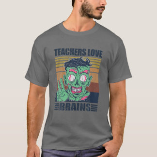 Retro leraren houden van hersenen Zombie T-shirt